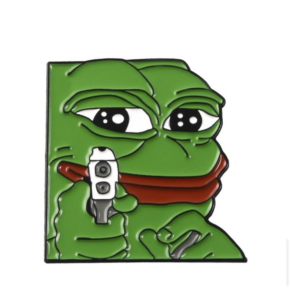 🎉 New Pepe the Frog w/ gun meme enamel pin - Picture 3 of 4